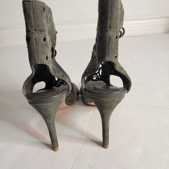 Joie Shoes 39.5/ 8.5 Aeron Lace Up Heel Sandals Ash Green - Picture 4 of 6